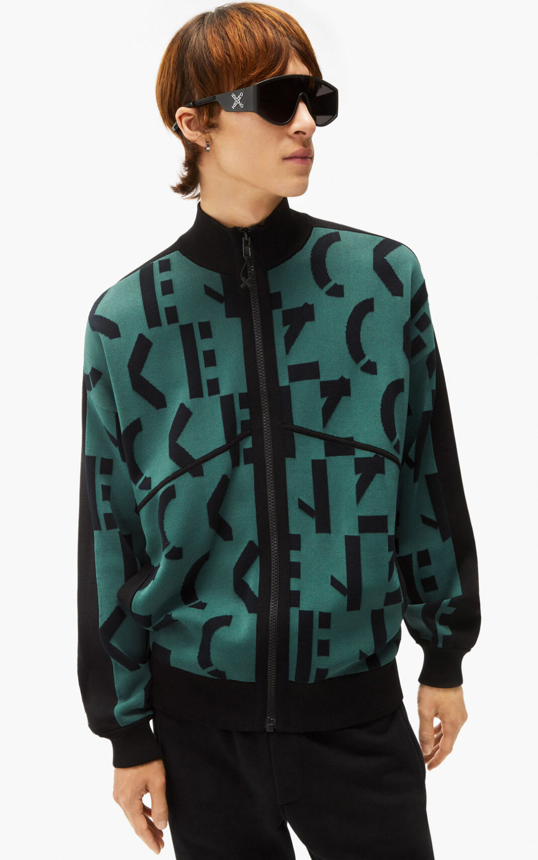 Veste De Survêtement Kenzo monogram Homme Vert Foncé | BVDM-80935